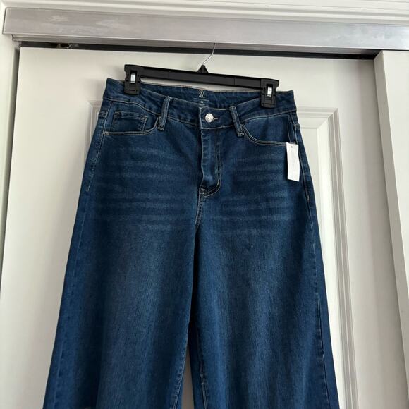 NWT New York & Company Wide Leg Dark Wash Jean Sz 6 Office High Waisted - Picture 2 of 13